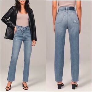 Abercrombie & Fitch Ultra High Rise 90s Straight Jean Criss-Cross Waistband